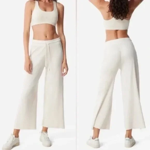 Mate the Label Women's Plus Organic Thermal Wide Leg Pants Bone Sz 3X NWOT $138‎ - Picture 2 of 9